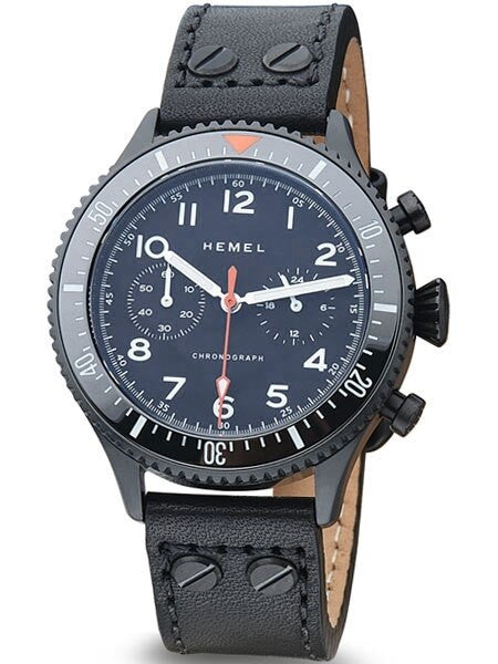HEMEL Night Ops Quartz Chronograph Watch with Luminous Ceramic Bezel and Sapphire Crystal #HFNO3