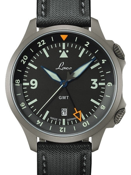 Laco Frankfurt Swiss Automatic GMT Dual-Time Pilot Watch with Double-Dome AR Sapphire Crystal #862120