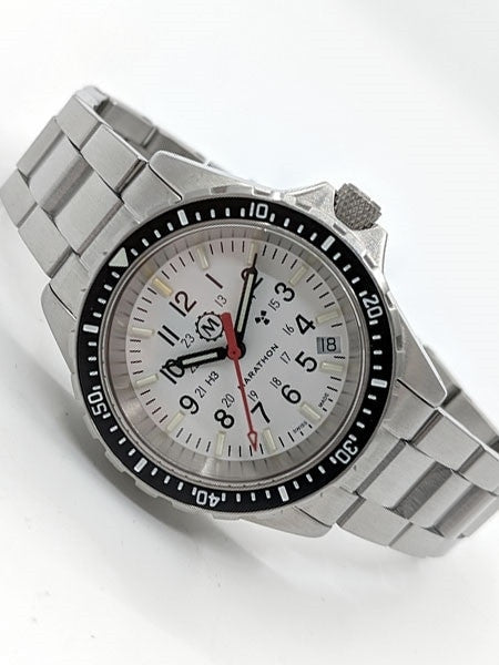 Marathon (Medium) Swiss Made, Arctic TSAR Quartz Military Divers Watch with Sapphire Crystal #WW194027Brace-NM-WD