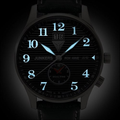 Junkers Iron Annie Big Date, Dual Time Watch with Corrugated Dial #6640-2