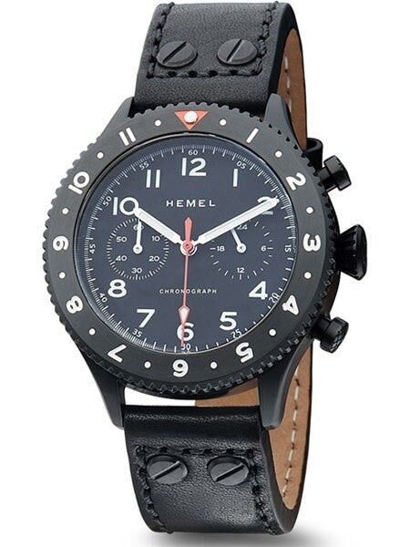 HEMEL Night Ops Quartz Chronograph Watch with GMT Bezel and Sapphire Crystal #HFNO4
