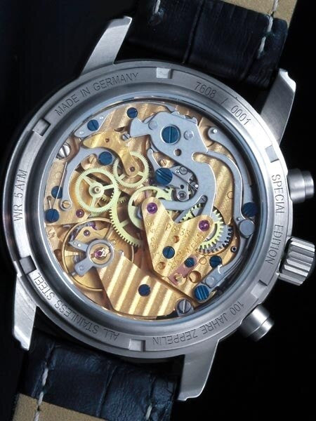Graf Zeppelin Hand Wind Mechanical Chronograph Watch with Exhibition back #7608-2