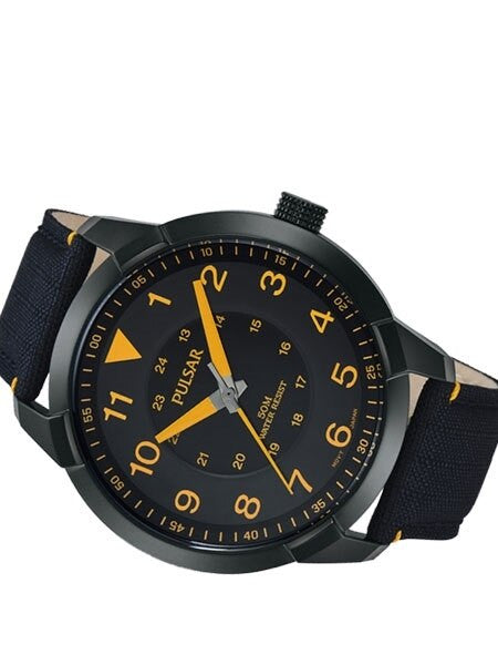 Pulsar Quartz Aviator Style Watch with 46mm Black PVD Case #PG2023