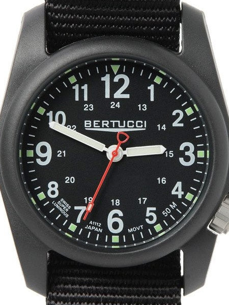 Bertucci DX3 Field Poly Resin Watch, Heavy Duty Nylon Strap, Black Dial - 11010