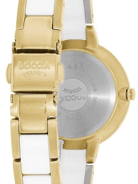 Boccia Ladies Quartz Watch with Goldtone Titanium and White Ceramic Bracelet #3236-02