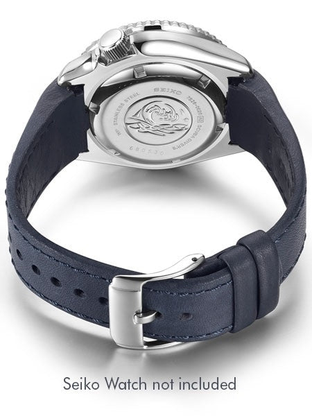 Crafter Blue 22mm Curved-End Leather Watch Strap for Seiko SKX Series Watches #CB05L-B