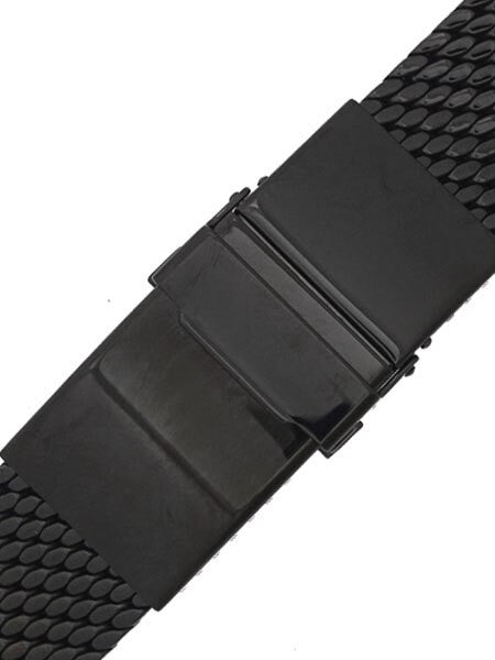 STAIB Polished Black IP Mesh Bracelet #Steel-2784-20752APL (Long), (Straight End, 20mm)