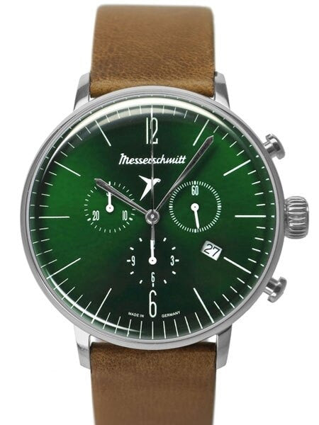 Messerschmitt Bauhaus Swiss Quartz Chronograph Watch with 12-Hr Totalizer #ME-4H184