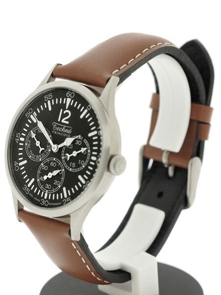 Techne 38mm Merlin Quartz Aviator Watch with Day and Date Sub-Dials and Small Seconds #280.053