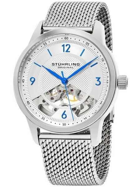 Stuhrling 17-Jewel Mechanical, hand winding watch with 40mm case, Mesh Bracelet #977M.01