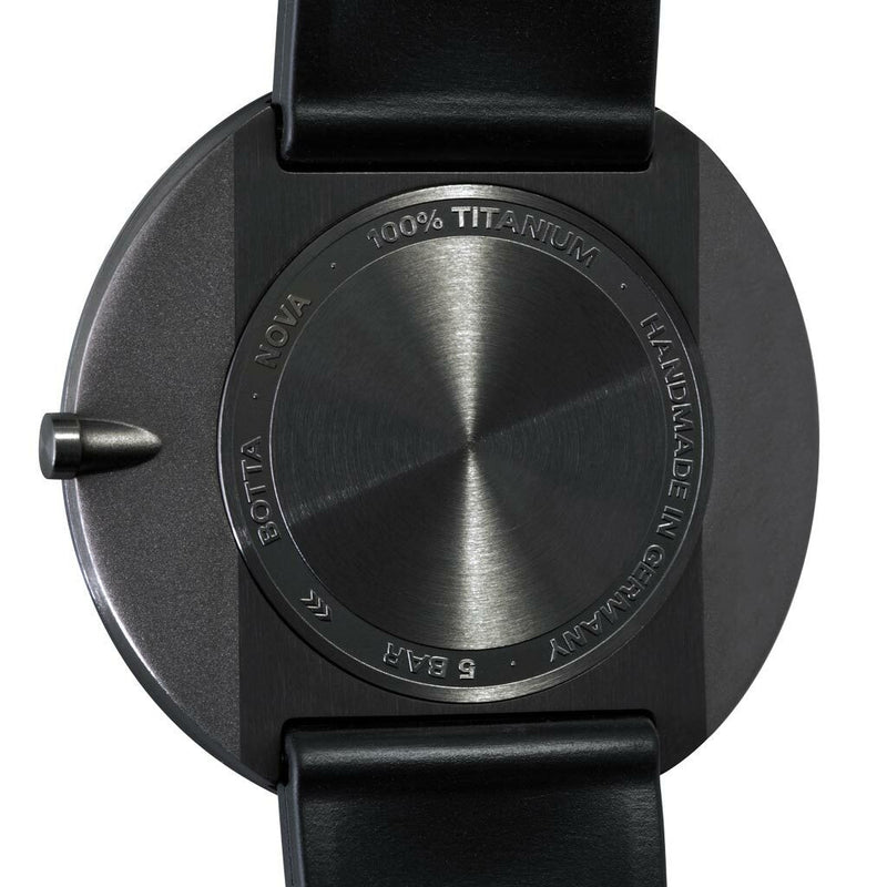 Botta Nova 40 Quartz one hand 12-hour watch with ultra thin black PVD titanium case #579090AB