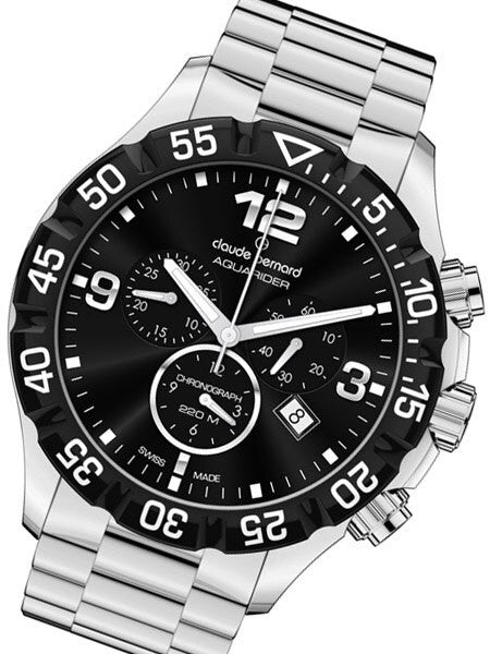 Claude Bernard Aquarider Black Dial Chronograph Dive Watch #10202-3-NIN