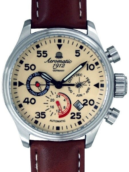 Aeromatic 1912 Automatic Calendar Watch with Cream Dial #A1425
