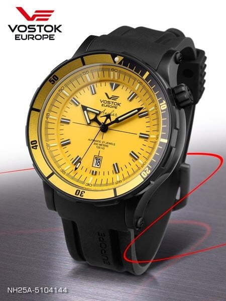 Vostok-Europe Anchar Mens Automatic Dive Watch with Tritium Tube Illumination 5104144