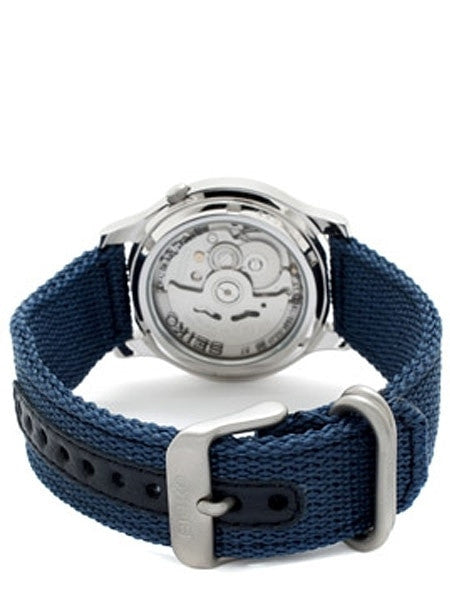 Seiko 5 Military Blue Dial Automatic Watch with Blue Canvas Strap #SNK807K2