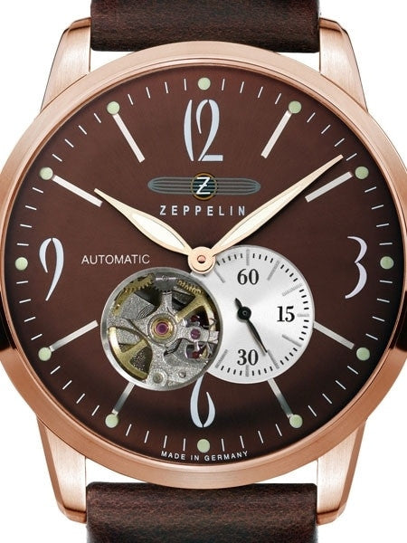 Graf Zeppelin Flatline Automatic Open-Heart Watch with Small Seconds #7362-5