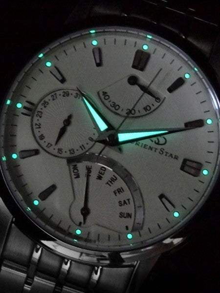 Orient Star Retrograde Day Watch with Date, Power Reserve, Sapphire Crystal #DE00002W