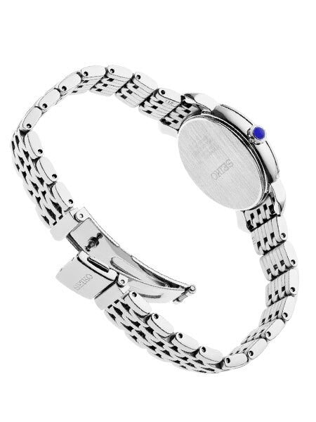Seiko Ladies Quartz Dress Watch with White Dial, Blue hands and Numerals #SUR629