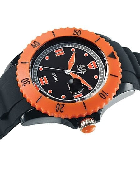 40Nine Black Plastic 45mm Case with Black Silicone Rubber Strap #40NINE02-BLACK60