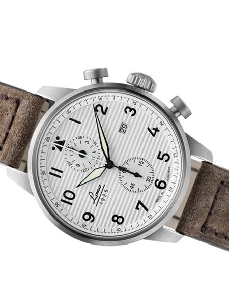 Laco Bern Two-Eye Chronograph Watch with 42mm Case and Corrugated Dial #861974