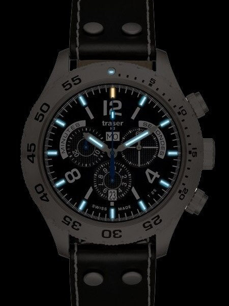 Traser Swiss Made Elegance Chronograph Watch with 46mm SS Case #105035