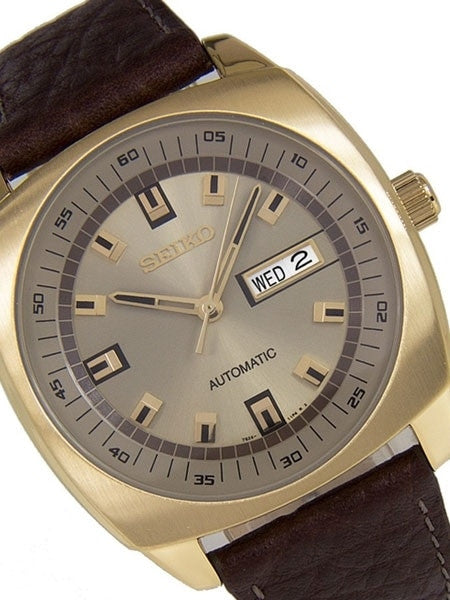 Seiko Recraft Series Automatic Watch with 43.5mm Case, Brown Leather Strap #SNKN02