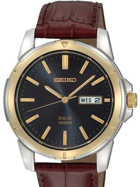 Seiko Core Series Solar Watch with 40mm Stainless Steel Case and Leather Strap #SNE102