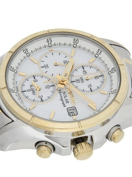Seiko Core Series White Dial, Solar Alarm Chronograph with Stopwatch #SSC002