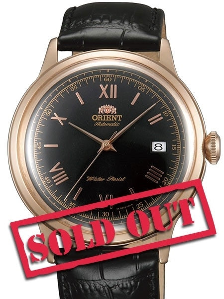 Orient Rose Goldtone Bambino Automatic Dress Watch with Black Dial, Roman Numerals #ER24008B