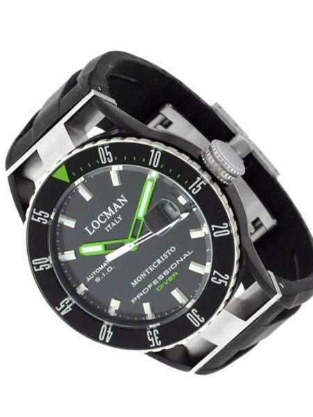 Locman Montecristo 200 Meter Automatic Dive Watch with 44mm Black PVD and Titanium Case #513BKGRPVBK