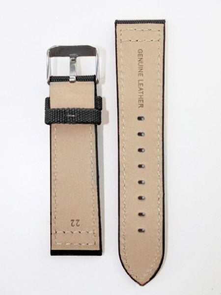 Toscana Black Canvas with Leather Backing Watch Strap #INS-CAN30