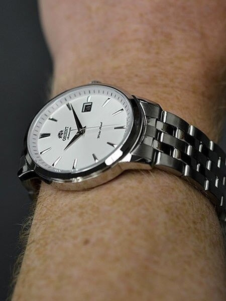 Orient Symphony Automatic Dress Watch with White Dial, Stainless Steel Bracelet #ER2700AW