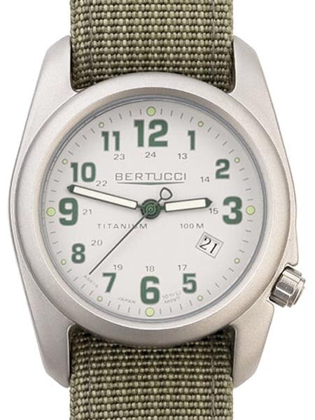Bertucci A-2T Caprili Stone Dial Titanium Watch with Olive Nylon Strap #12706