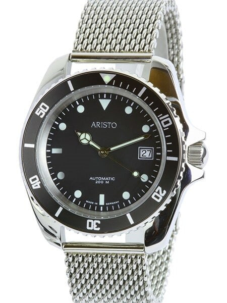 Aristo Maritime Swiss Automatic Watch with 42mm Case and Polished Mesh Bracelet #4H130