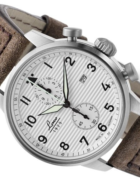 Laco Bern Two-Eye Chronograph Watch with 42mm Case and Corrugated Dial #861974