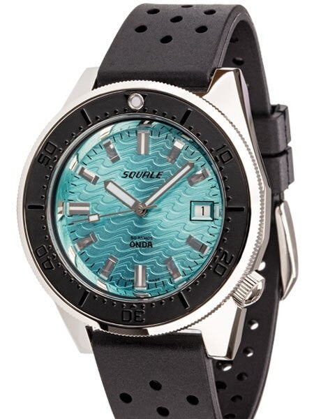 Squale 500 Meter Swiss Made Automatic Dive Watch with Turquoise Wave Dial  #1521-Onda-T