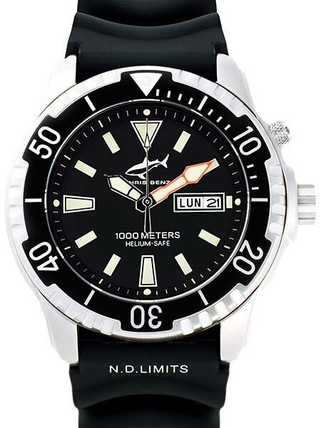 Chris Benz 1000 meter Quartz Dive watch with Sapphire Crystal #CB-1000H-S-KBS