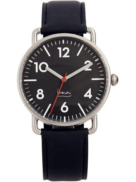 Projects 40mm Black Witherspoon Quartz Watch with Leather Strap #7104B