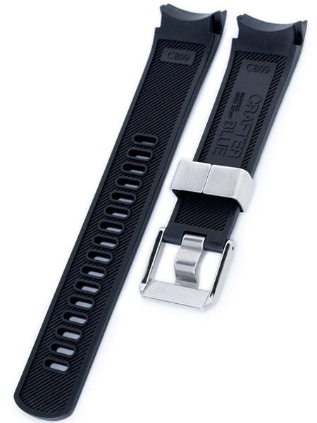 Crafter Blue 22mm Curved-End Rubber Watch Strap for Seiko Samurai #CB09-A