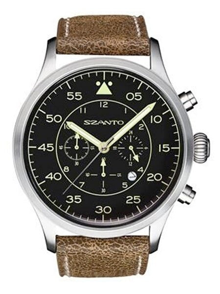 Szanto 46mm Stainless Steel Vintage Inspired Chronograph Watch, 24-Hr Sub-Dial #2602