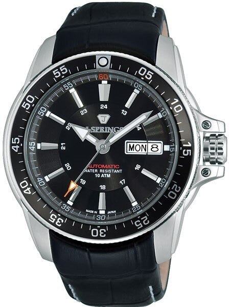 J. Springs Automatic 21-Jewel Sport Watch with Day and Date, Black Dial #BEB097
