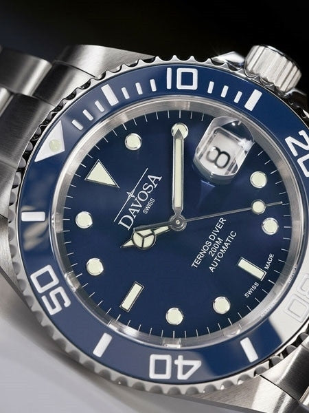 Davosa Ternos Swiss Automatic 200 Meter Dive Watch with Blue Dial #16155540