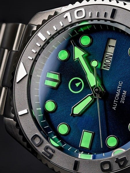 Islander Automatic Dive Watch with Bracelet, Double-Domed AR Sapphire Crystal, and Embossed Ceramic Bezel Insert #ISL-18