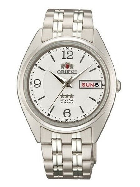 Orient Automatic Watch with White Dial, Day-Date and SS Bracelet #AB0000EW