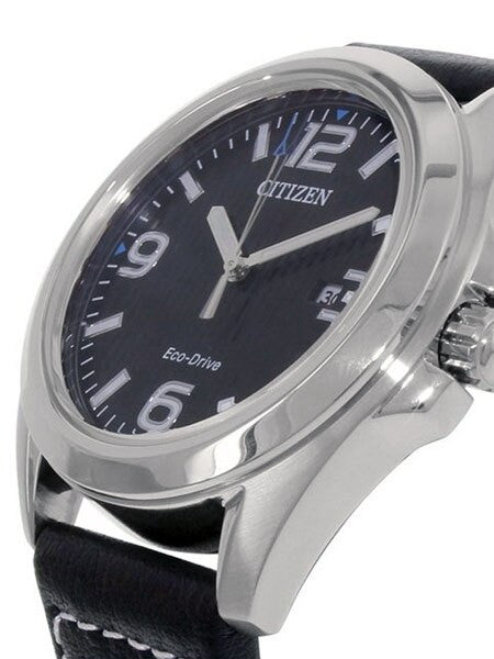 Citizen Eco-Drive Black Dial Sport Watch with Black Leather Strap #AW1430-19E