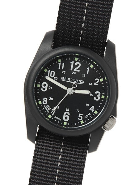 Bertucci DX3 Plus Resin Watch, Dash-Striped Nylon Strap, Black Dial - 11043