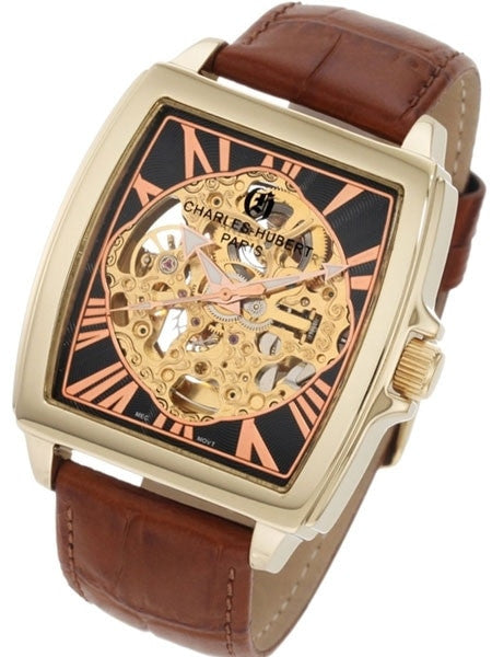 Charles Hubert Premium Collection Skeleton Mechanical Hand Wind Watch #3888-A