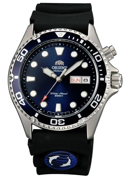 Scratch and Dent - Orient Ray Blue Dial 21-Jewel Automatic Dive Watch on Rubber Strap #EM6500CD 3
