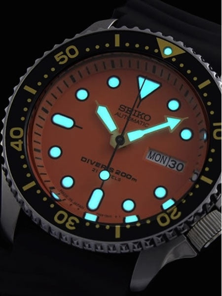Seiko Automatic Dive Watch with Offset Crown and Rubber Dive Strap #SKX011J1