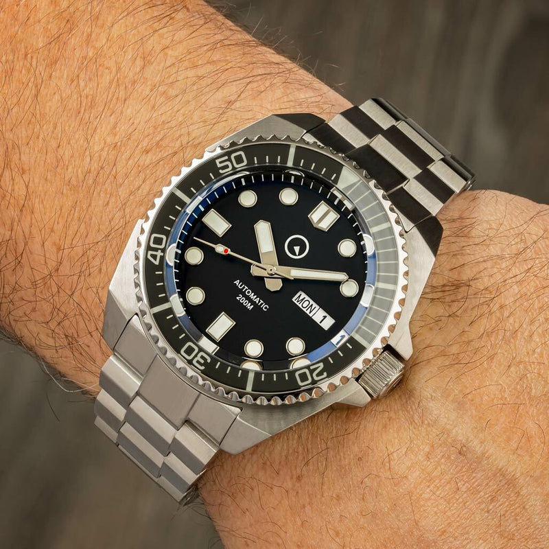 Islander Black Dial Automatic Dive Watch with AR Double-Dome Sapphire Crystal, and Luminous Sapphire Bezel Insert #ISL-65